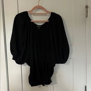 H&M Black Blouse with Puff Sleeves